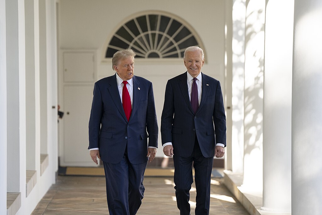 President Joe Biden walks to the Oval Office with President-elect Donald Trump, Wednesday, November 13, 2024. (Official White House Photo by Adam Schultz)