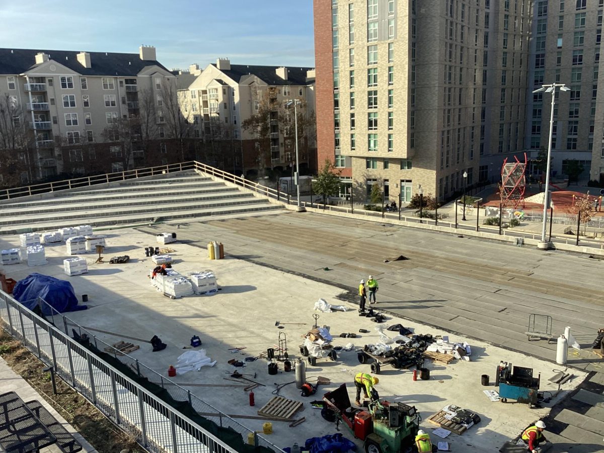 Field construction view from the third floor terrace.