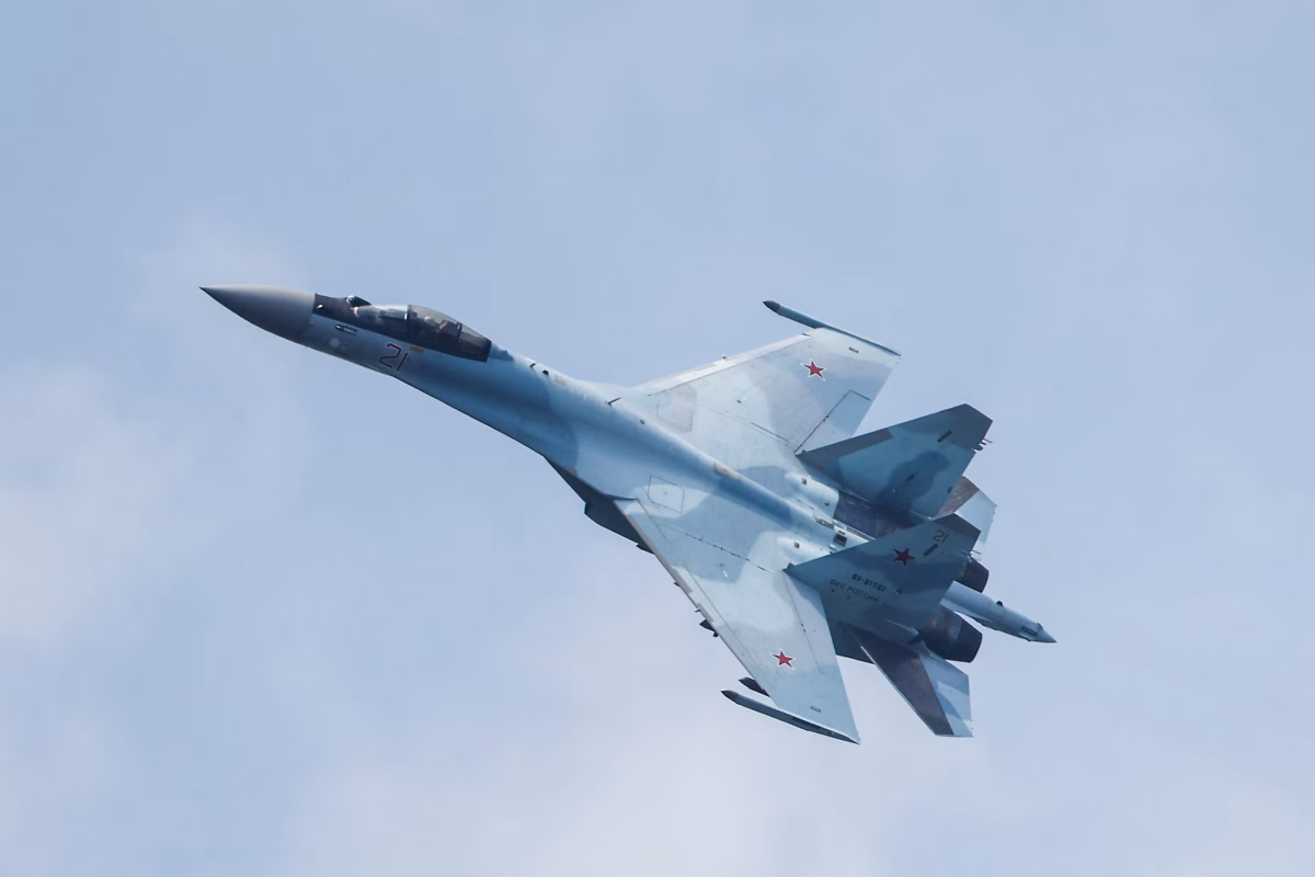 A Russian Su-35 fighter jet in the skies.