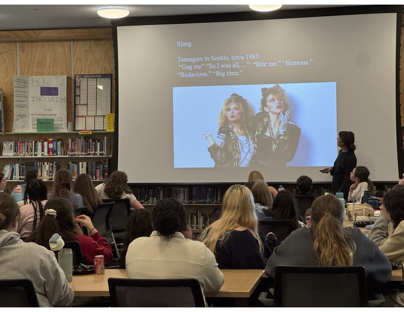 E. Lockhart speaks to H-B students about how she finds voice for her writing. 